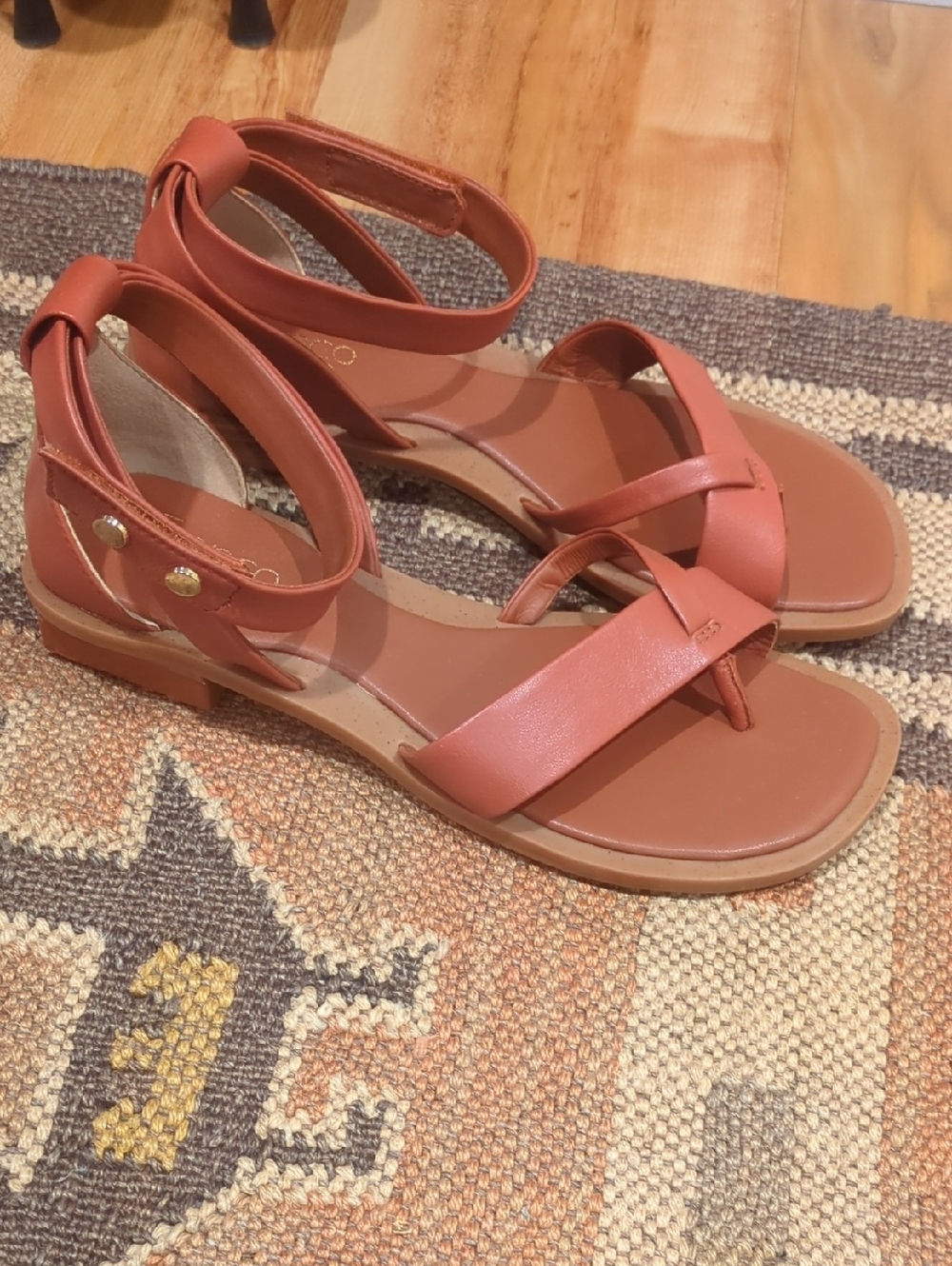 Franco Sarto Women's Parker Ankle Strap Sandal In Ginger Leather 8